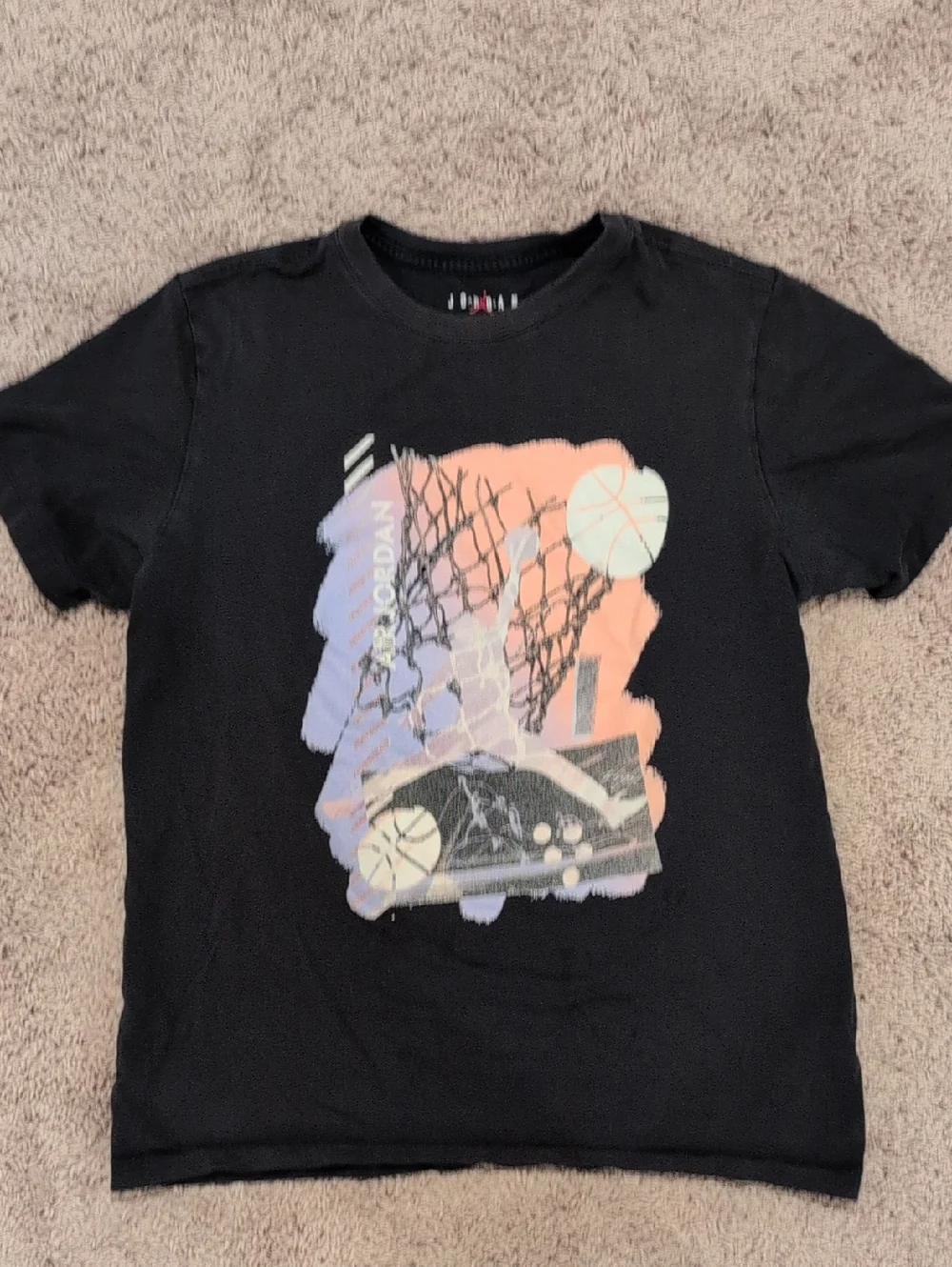 Jordan Black Tee with Coral-Pink Jumpman Logo